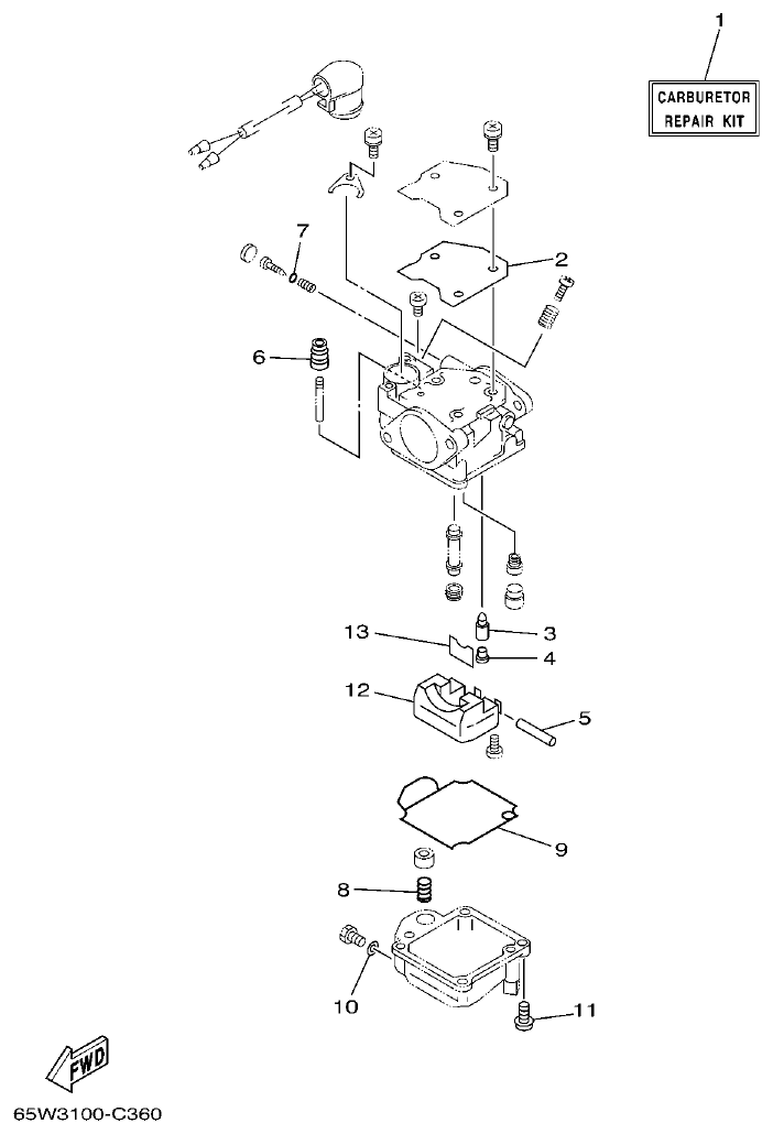 Yamaha F20A, F25A REPAIR KIT 2 parts diagram